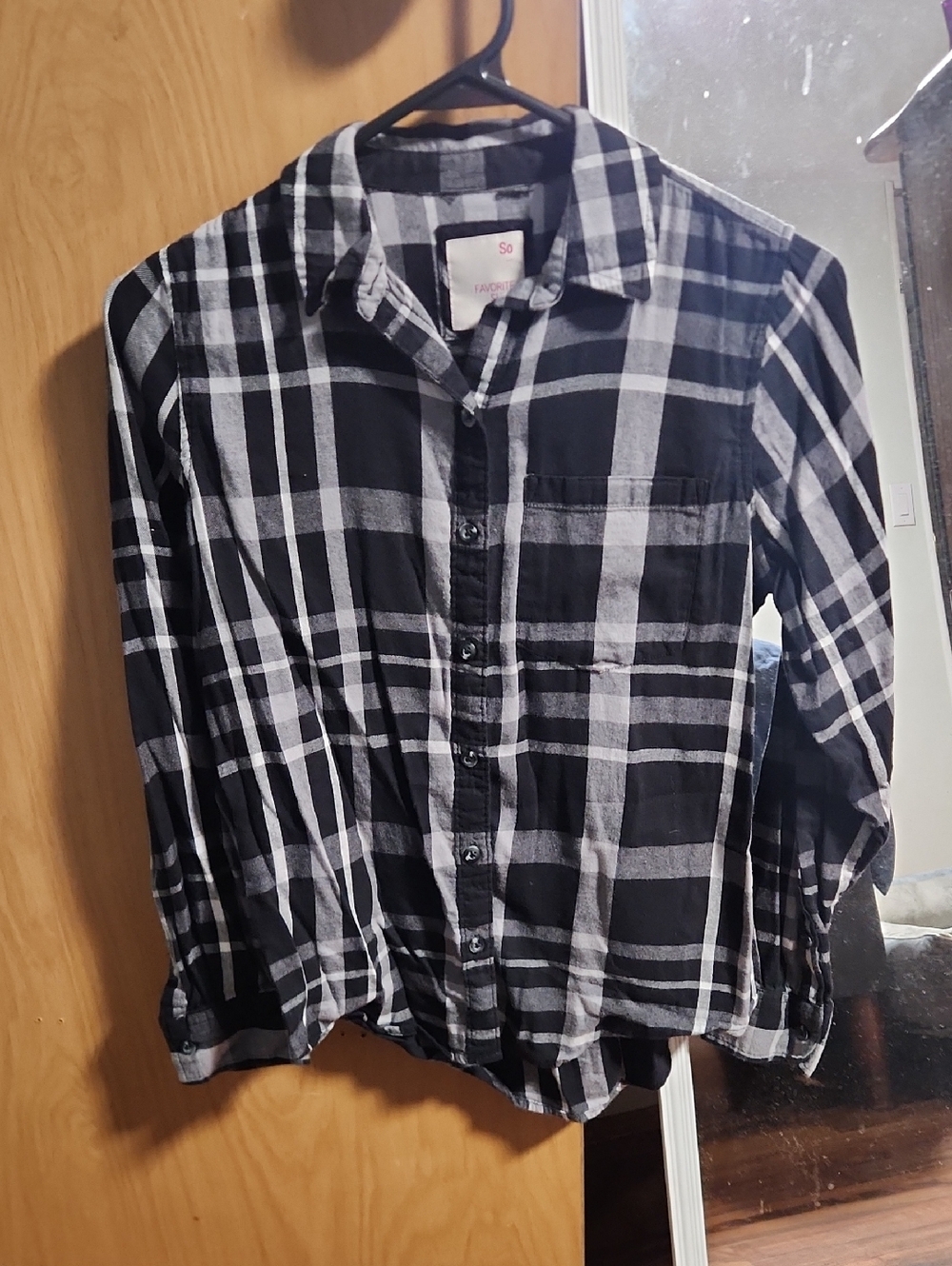 SO Black and White Plaid Shirt